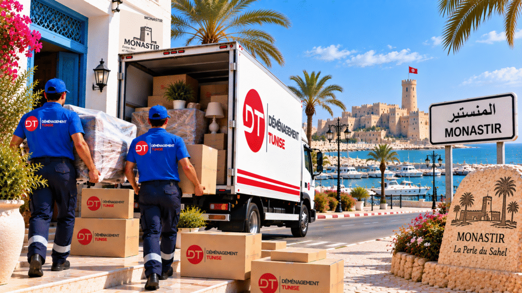 Équipe de déménageurs transportant des meubles à Monastir