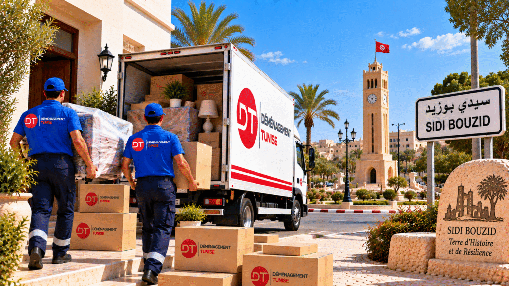 Équipe professionnelle transportant des meubles à Sidi Bouzid