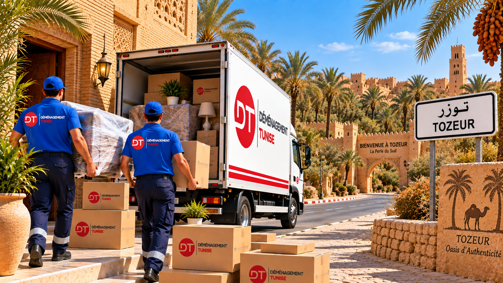 Transport de meubles et cartons lors d’un déménagement à Tozeur