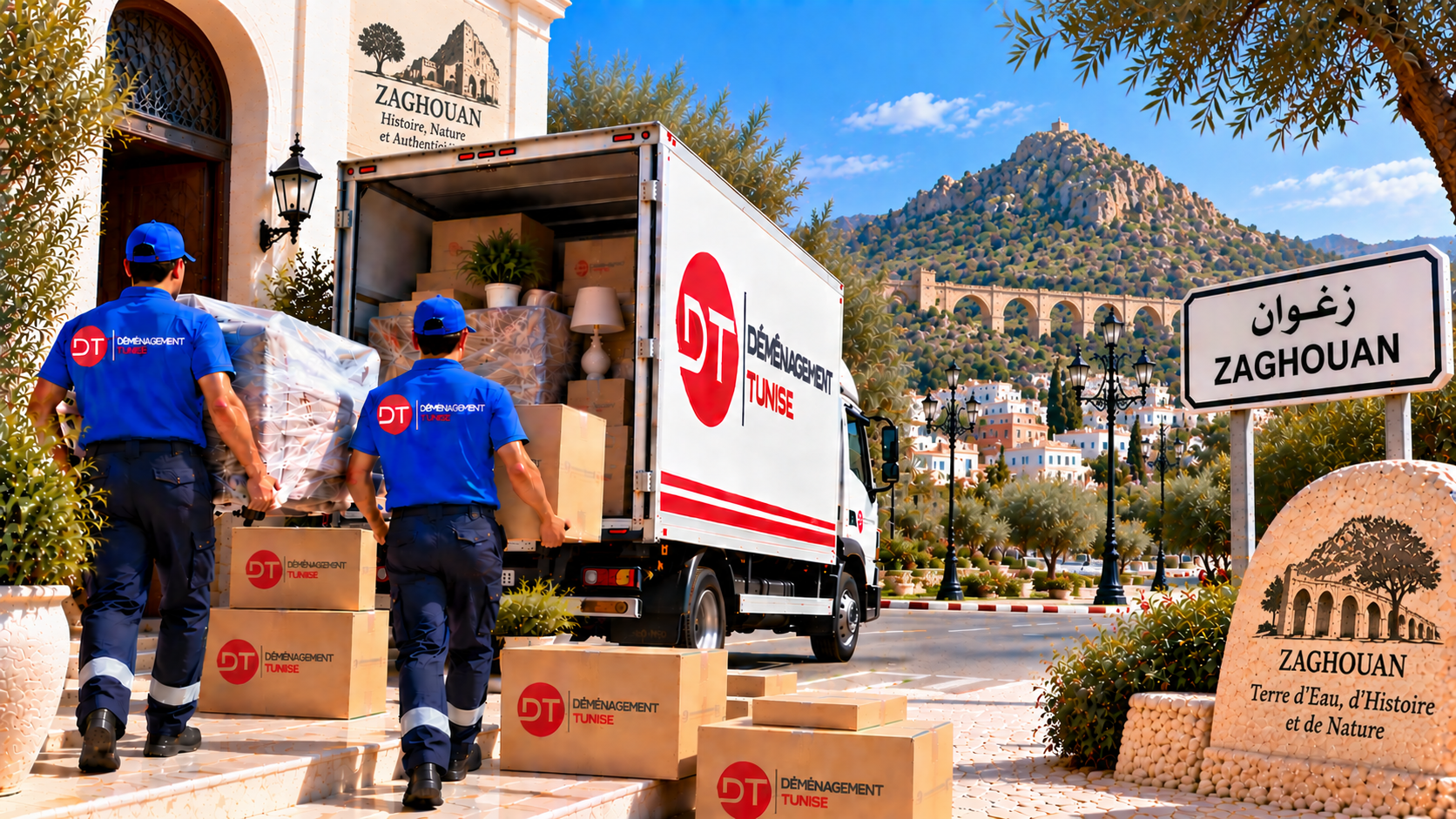 Transport de meubles et cartons lors d’un déménagement à Zaghouan