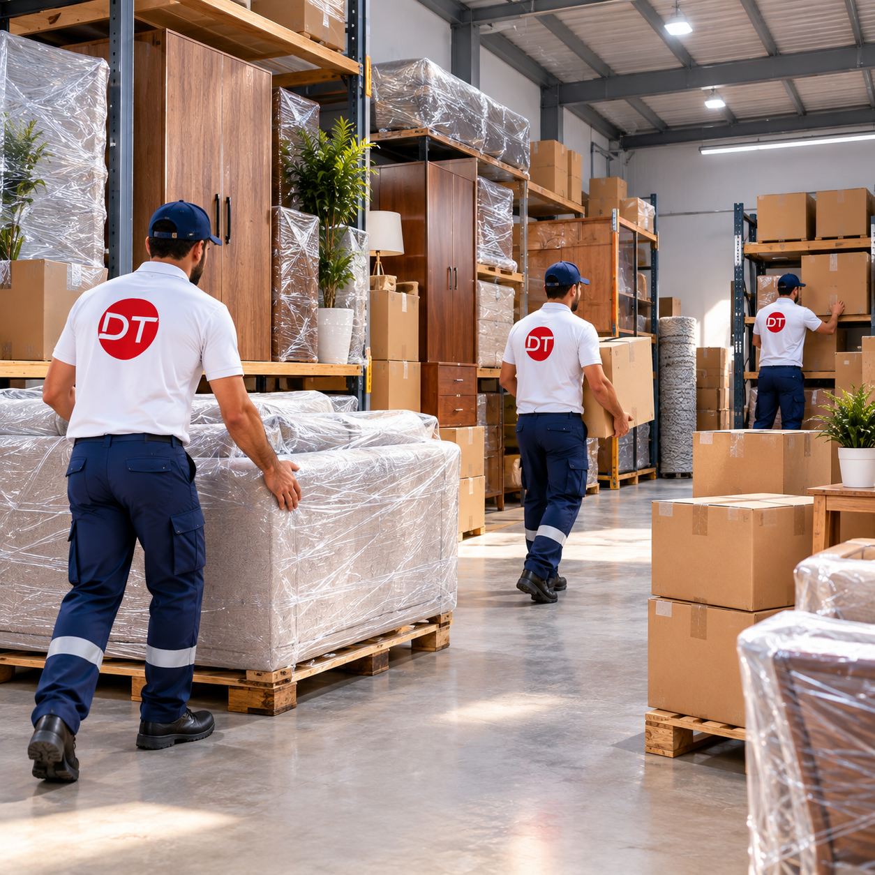 Stockage sécurisé de meubles et cartons dans un espace de rangement
